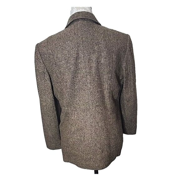 Talbots Wool & Silk Jacket Coat Brown Tweed Full Zip Herringbone Lined Women's 8 - Picture 5 of 12